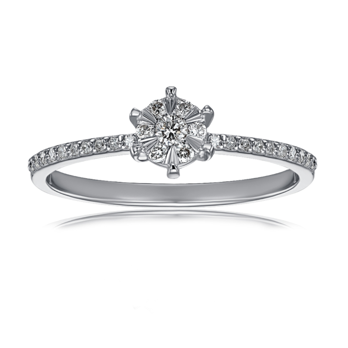 Золота каблучка з діамантами. Артикул 800068/02/1/9992