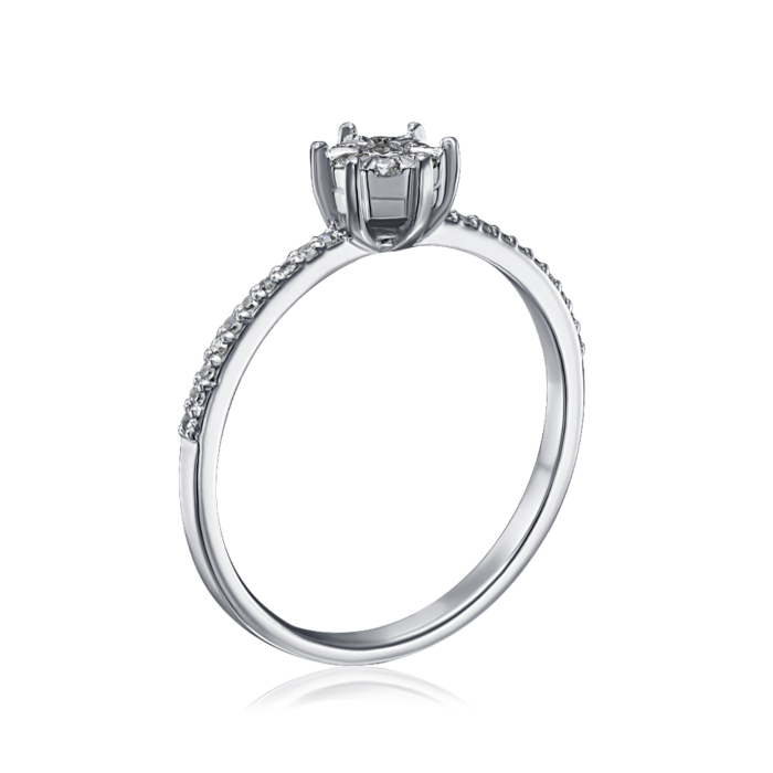 Золота каблучка з діамантами. Артикул 800068/02/1/9992