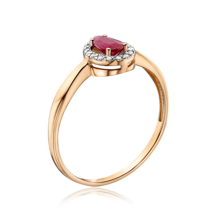 Золота каблучка з рубіном та діамантами 800070/01/1/9777