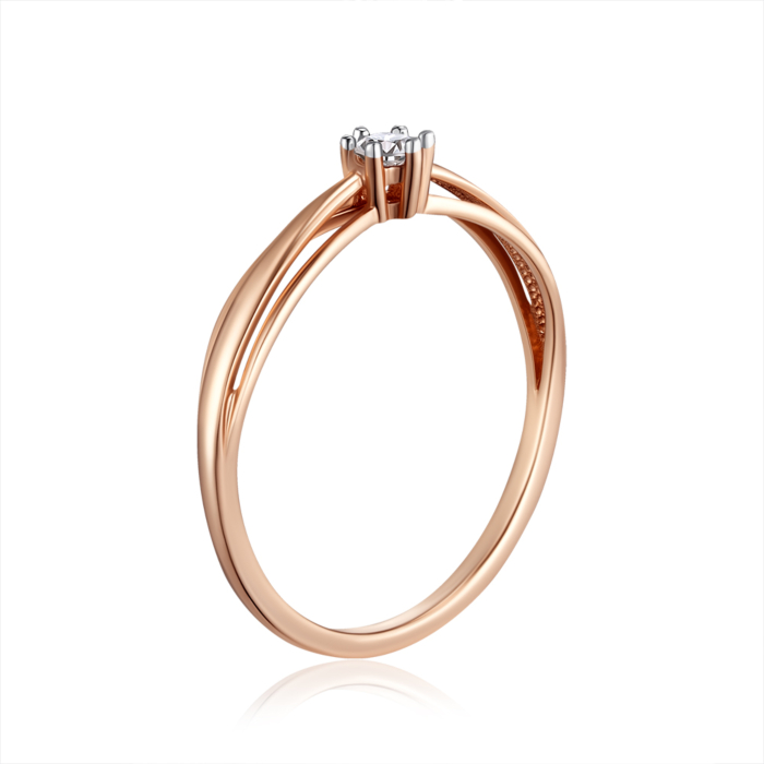 Золотое кольцо с бриллиантом. Артикул 800078/01/1/8602