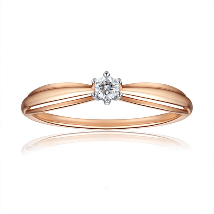 Золотое кольцо с бриллиантом. Артикул 800078/01/1/8602