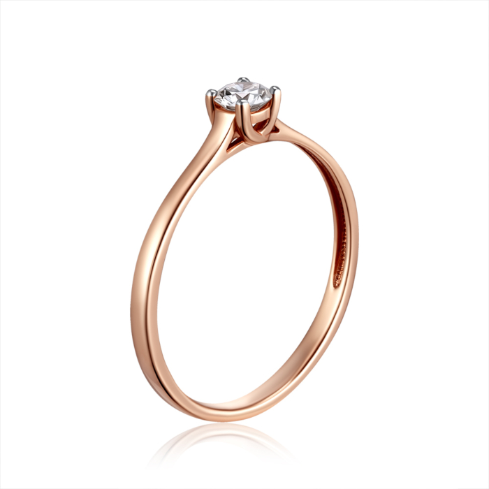 Золотое кольцо с бриллиантом. Артикул 800104/01/1/9218