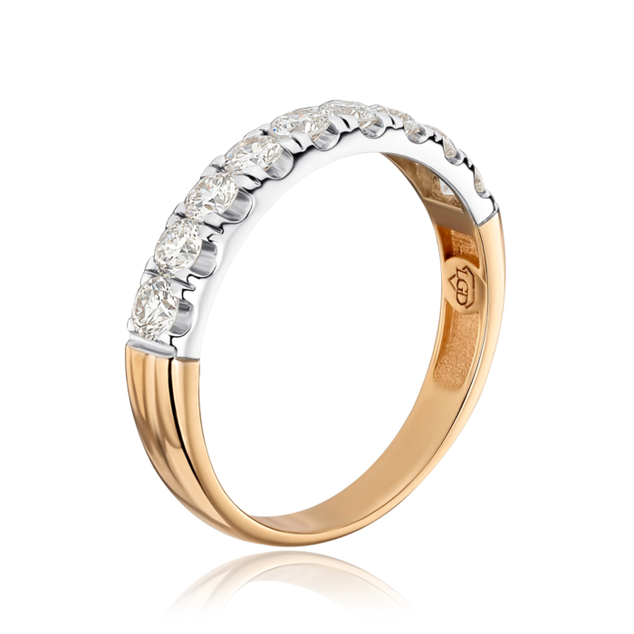 Золотое кольцо с экобриллиантами. Артикул 800129-L/14/1/11909