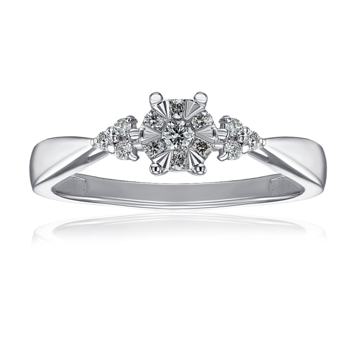 Золота каблучка з діамантами. Артикул 800131/02/1/9082