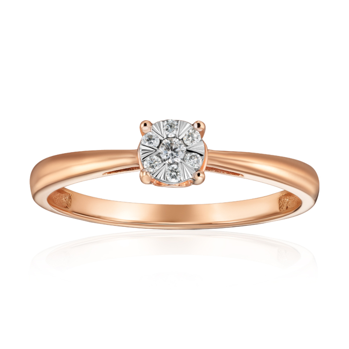 Золота каблучка з діамантами. Артикул 800133/14/1/9082