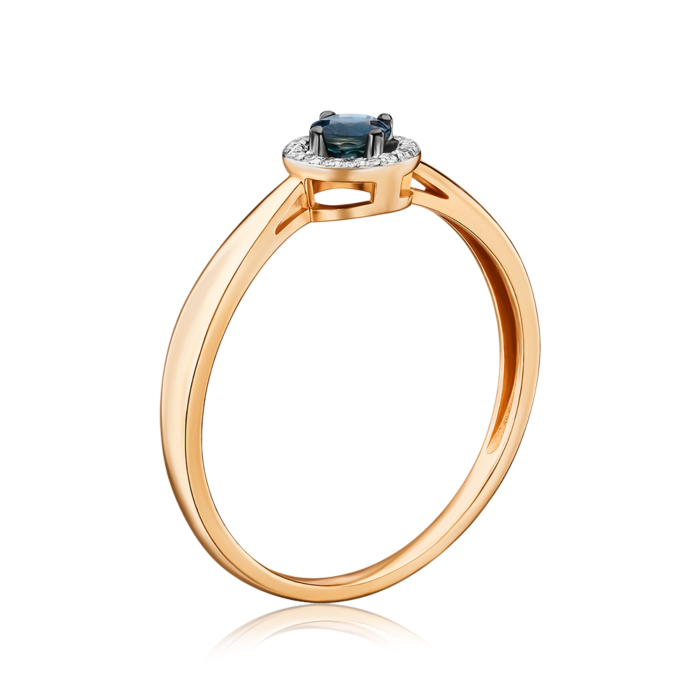 Кольцо в красном цвете золота с сапфиром и бриллиантами 800169/01/1/8300