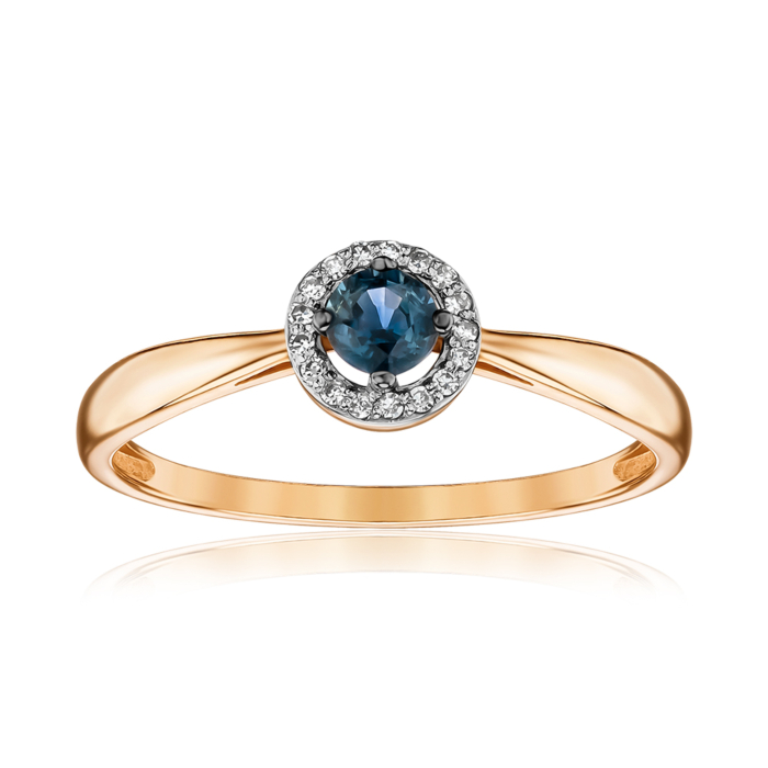 Кольцо в красном цвете золота с сапфиром и бриллиантами 800169/01/1/8300