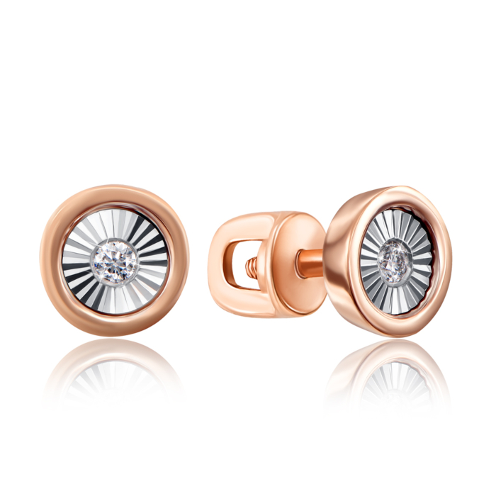 Золоті пусети з діамантами. Артикул 807004/14/3/8566