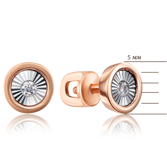 Золоті пусети з діамантами. Артикул 807004/14/3/8566