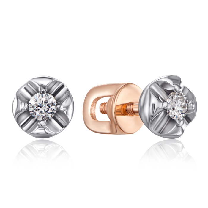 Золоті пусети з діамантами. Артикул 807010/14/1/8581