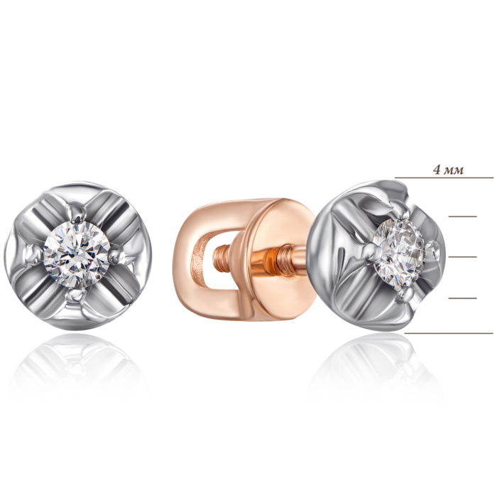 Золоті пусети з діамантами. Артикул 807010/14/1/8581