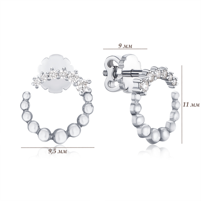 Золотые серьги-пуссеты с бриллиантами 8070114/02/1/11113