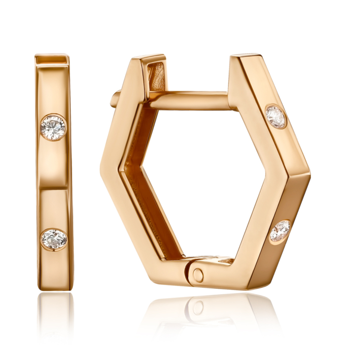 Золотые серьги-конго с бриллиантами 8070117/01/0/8566