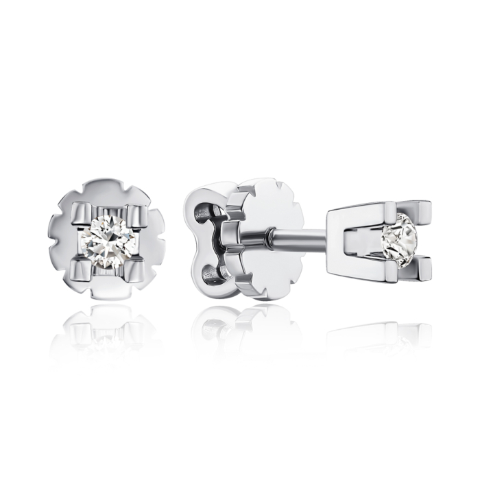 Серьги-пуссеты из платины с бриллиантом. Артикул 807013-Pt/07/1/8563