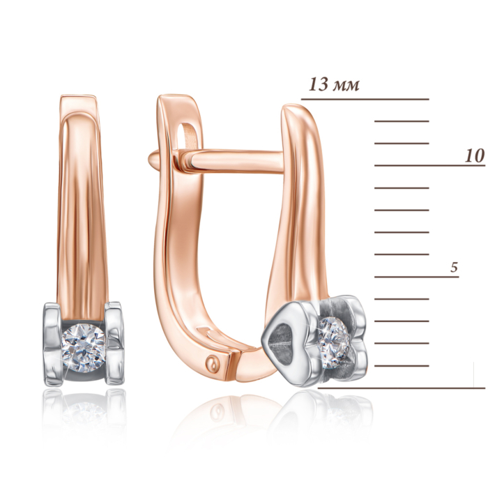 Золотые серьги «Сердце» с бриллиантами. Артикул 807015/01/1/8556