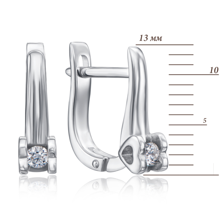 Золотые серьги «Сердце» с бриллиантами. Артикул 807015/02/1/8556