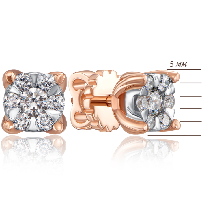 Золоті пусети з діамантами. Артикул 807016/14/1/8578