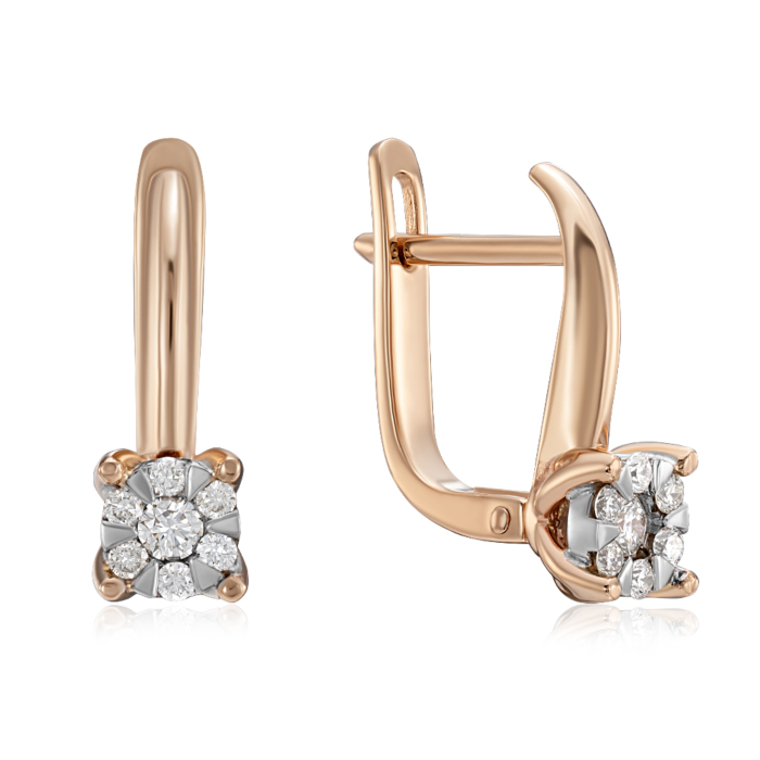 Золотые серьги с бриллиантами. Артикул 807017/14/1/8578