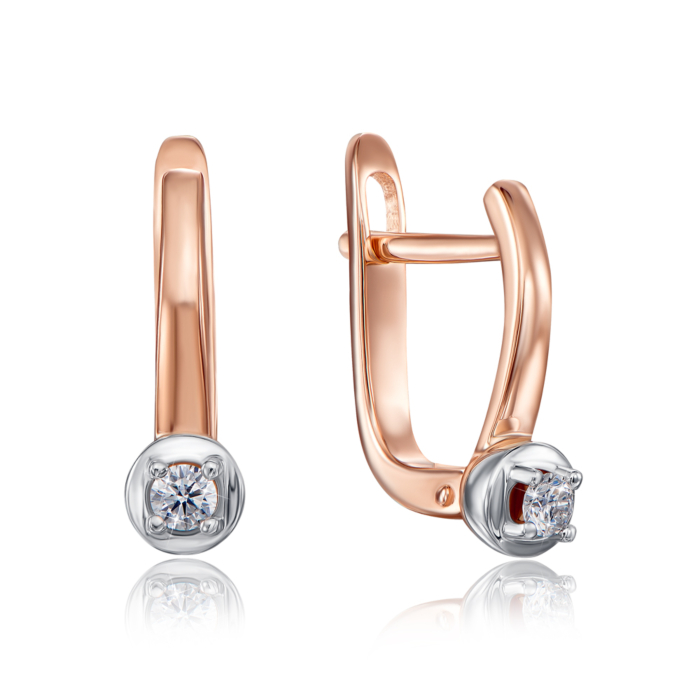 Золоті сережки з діамантами. Артикул 807021/14/1/8556