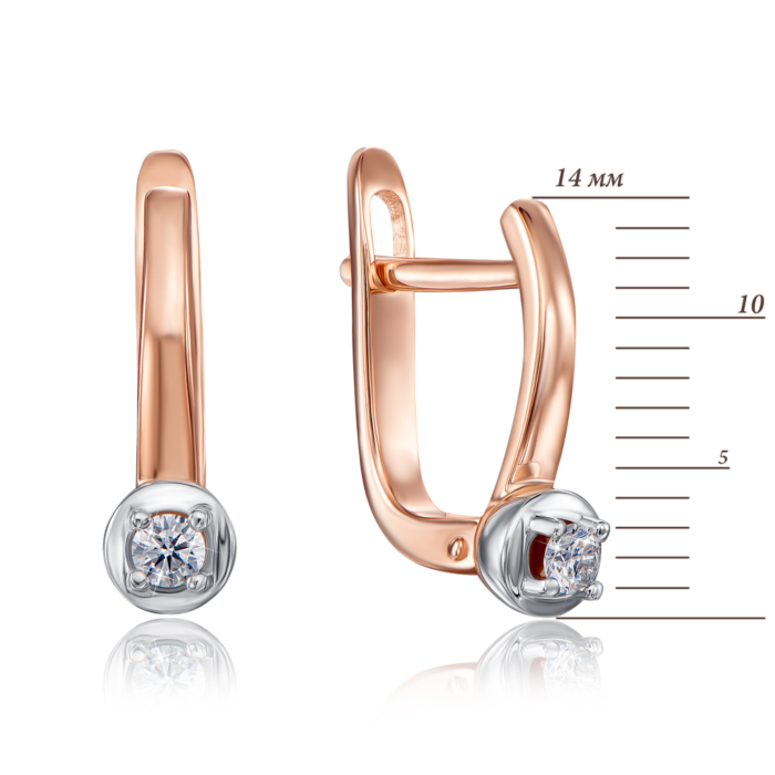 Золоті сережки з діамантами. Артикул 807021/14/1/8556