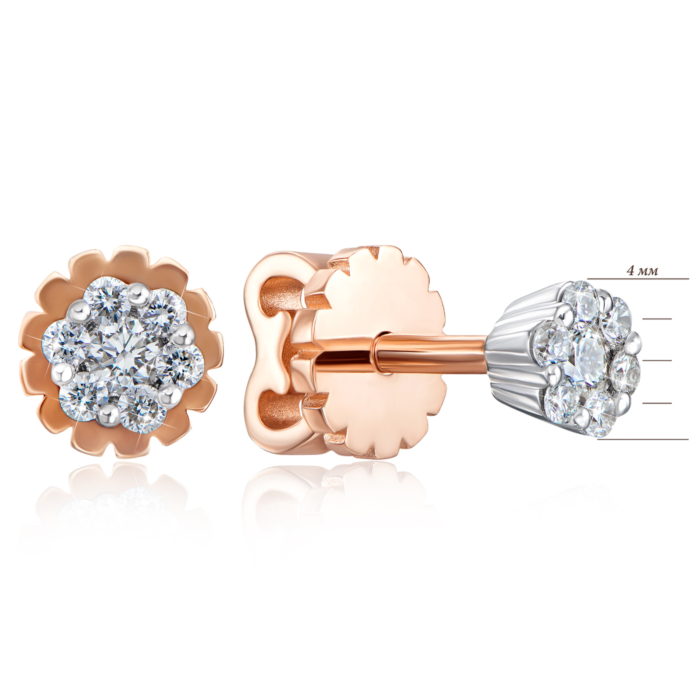 Золотые пуссеты с бриллиантами. Артикул 807024/14/1/9082