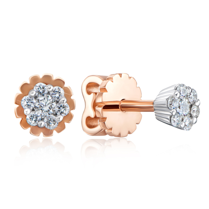 Золотые пуссеты с бриллиантами. Артикул 807024/14/1/9082