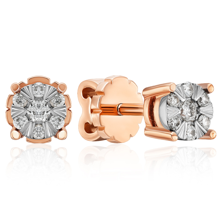 Золоті сережки-пусети з діамантами. Артикул 807039/14/1/9082