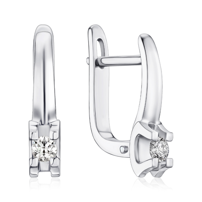 Платиновые серьги с бриллиантом. Артикул 807043/07/1/8602