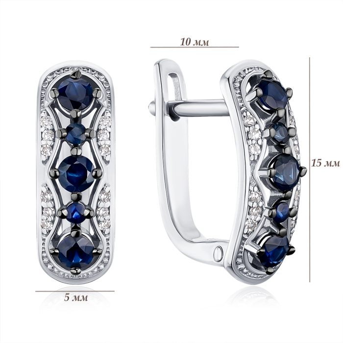 Золоті сережки з сапфірами та діамантами 807056/02/1/9905