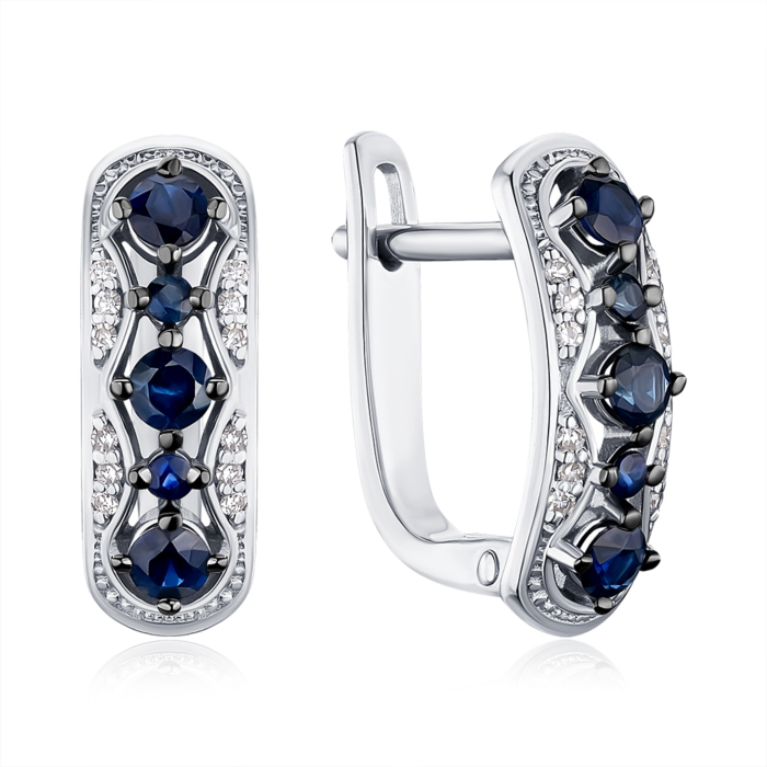 Золоті сережки з сапфірами та діамантами 807056/02/1/9905