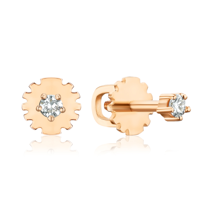 Золотые серьги-пуссеты с бриллиантом 807092/01/0/8581