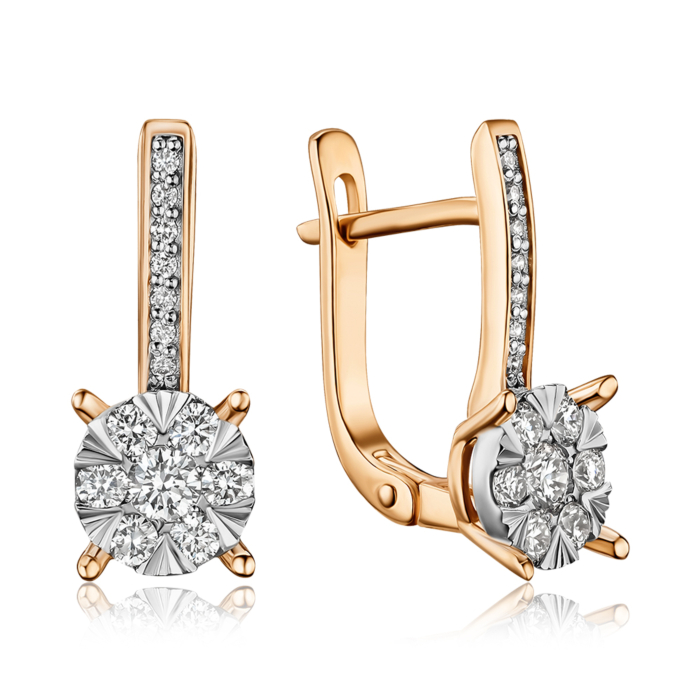 Серьги из комбинированного золота с бриллиантами 807098/14/1/11008