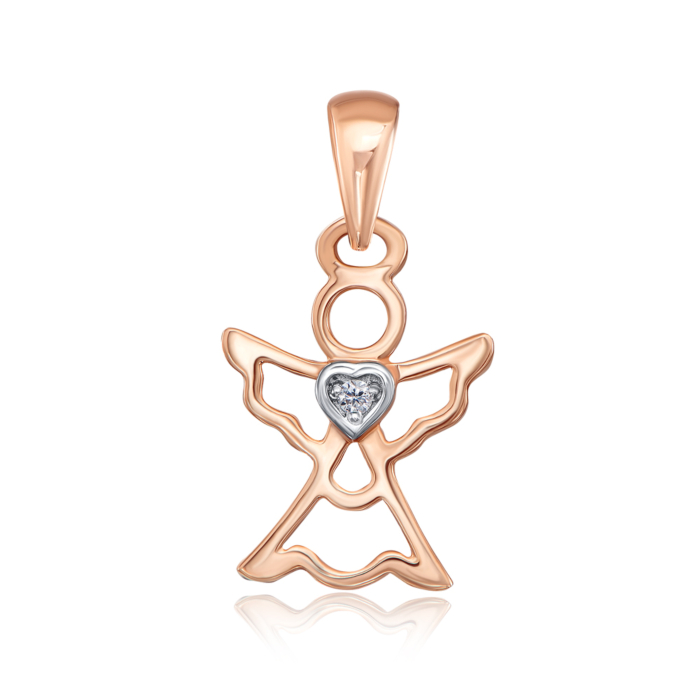 Золота підвіска «Ангел» з діамантом. Артикул 809001/01/1/8582