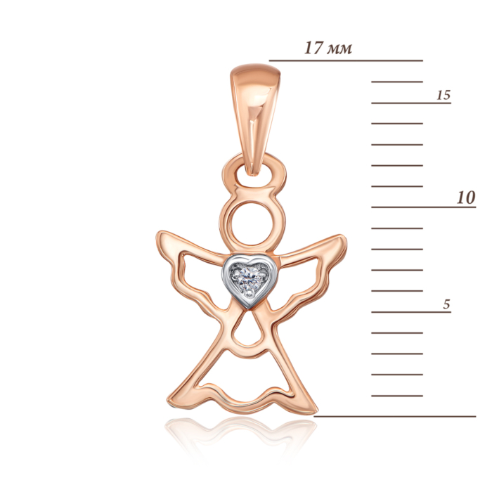 Золота підвіска «Ангел» з діамантом. Артикул 809001/01/1/8582