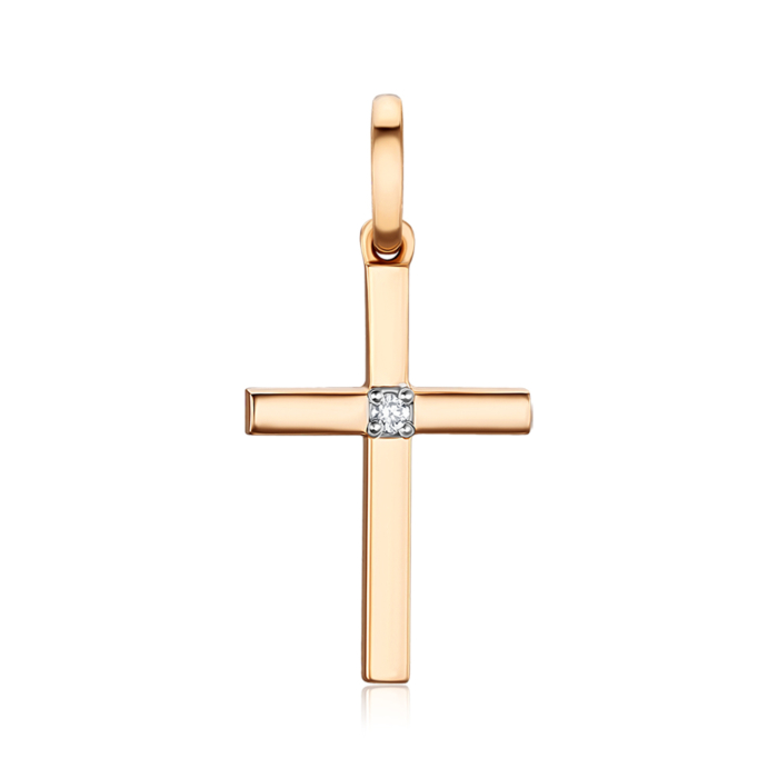 Золотий хрестик з діамантом 809058/01/1/8045