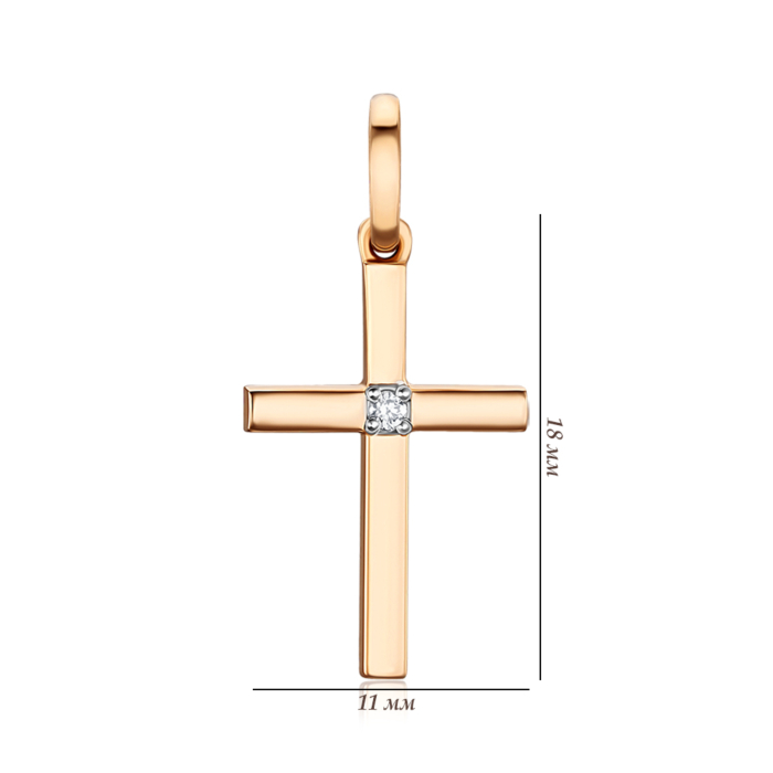 Золотий хрестик з діамантом 809058/01/1/8045
