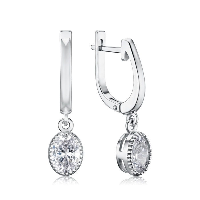 Срібні сережки з фіанітом 82107б