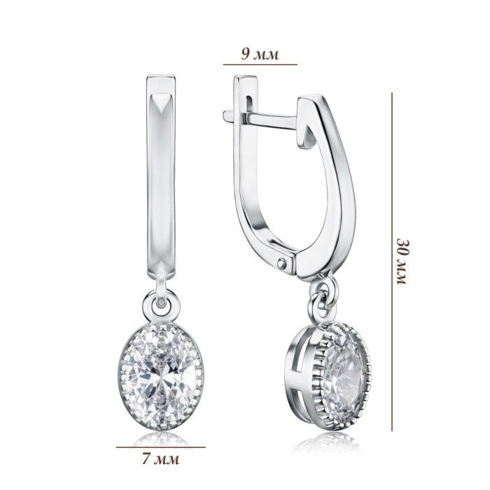 Срібні сережки з фіанітом 82107б