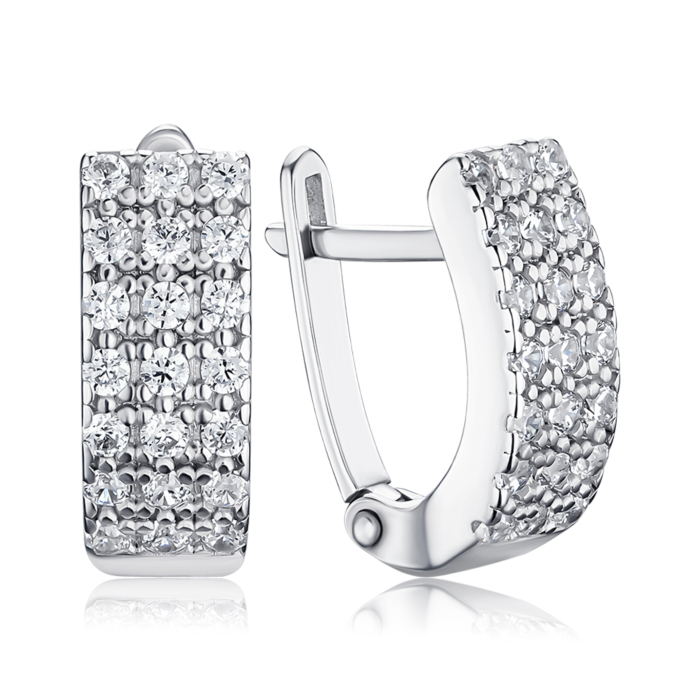 Срібні сережки з фіанітами 82740б