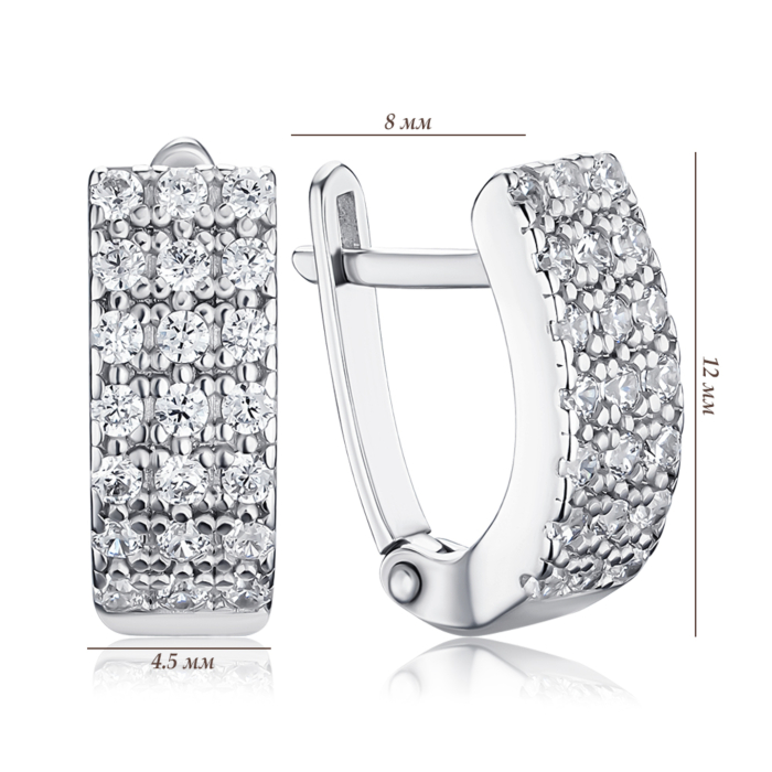 Срібні сережки з фіанітами 82740б