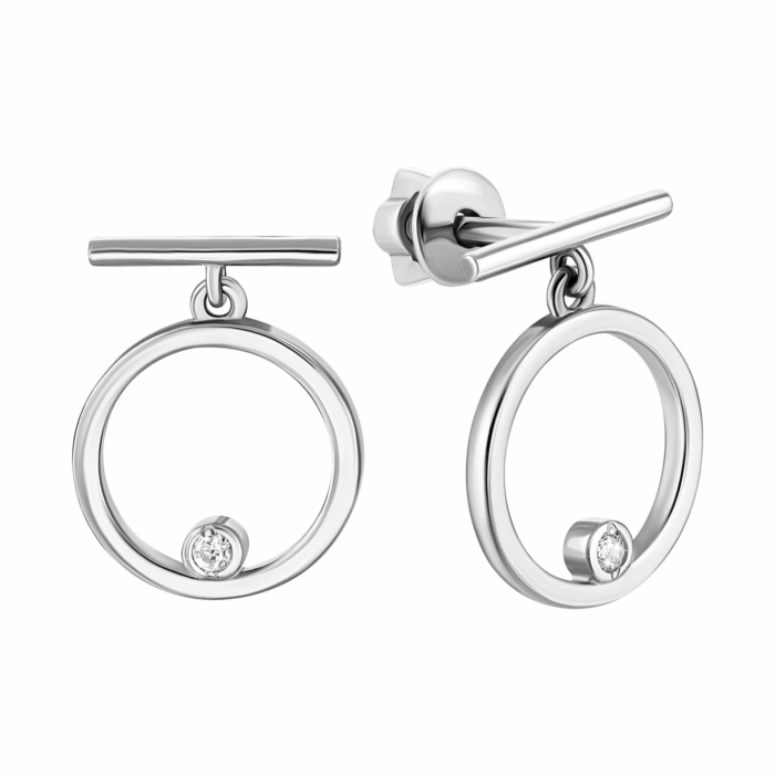 Серебряные пуссеты с фианитом. Артикул UG582806б