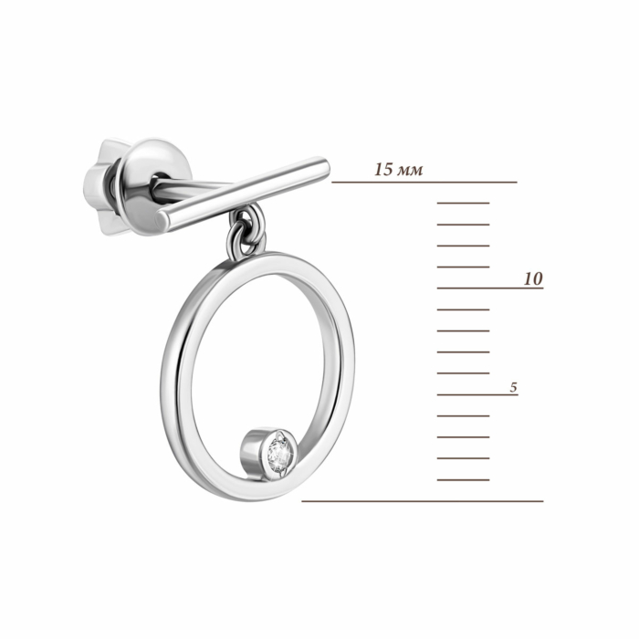 Серебряные пуссеты с фианитом. Артикул UG582806б