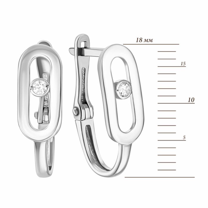 Срібні сережки з фіанітом. Артикул UG582835б