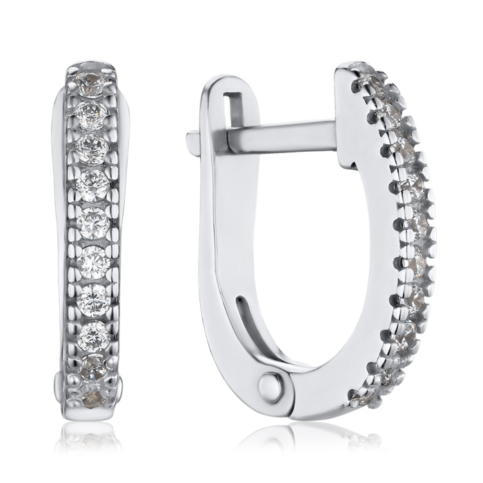 Срібні сережки з фіанітами 82882б