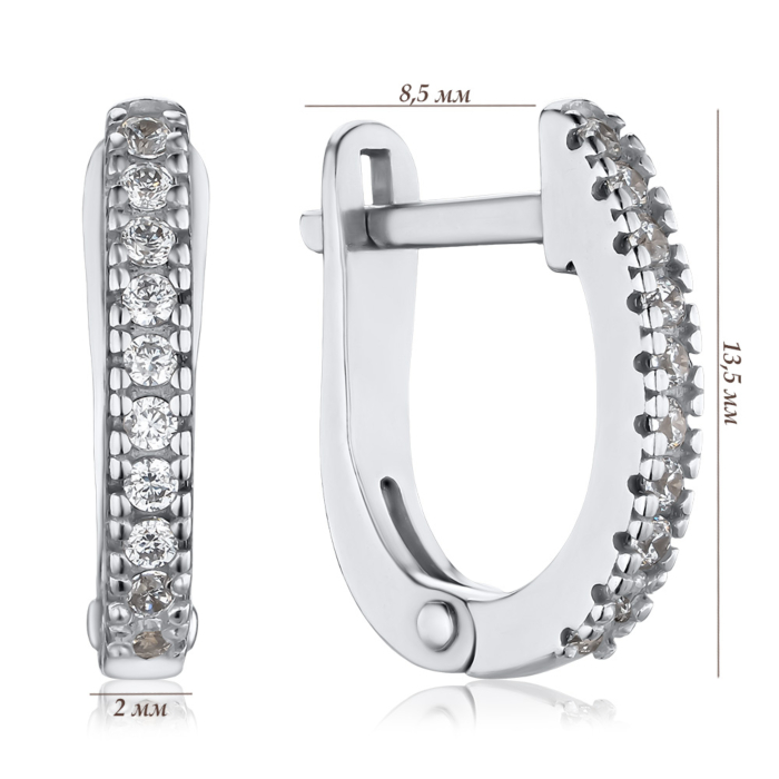 Срібні сережки з фіанітами 82882б