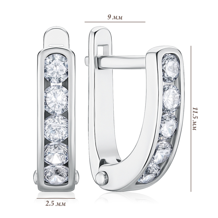 Срібні сережки з фіанітами 82884б