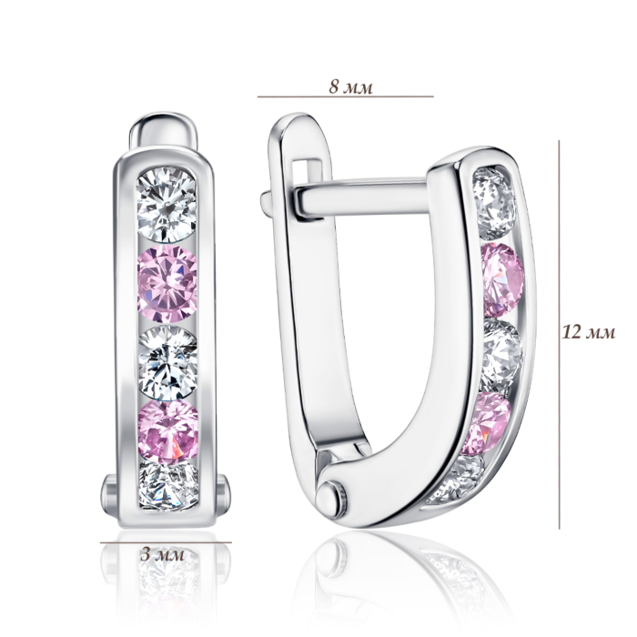 Срібні сережки з фіанітами 82884б/р