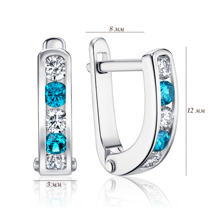 Срібні сережки з фіанітами 82884б/s