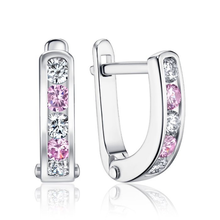 Срібні сережки з фіанітами 82884б/р