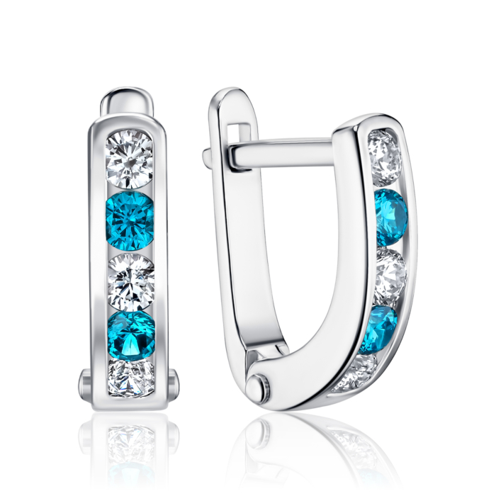 Срібні сережки з фіанітами 82884б/s